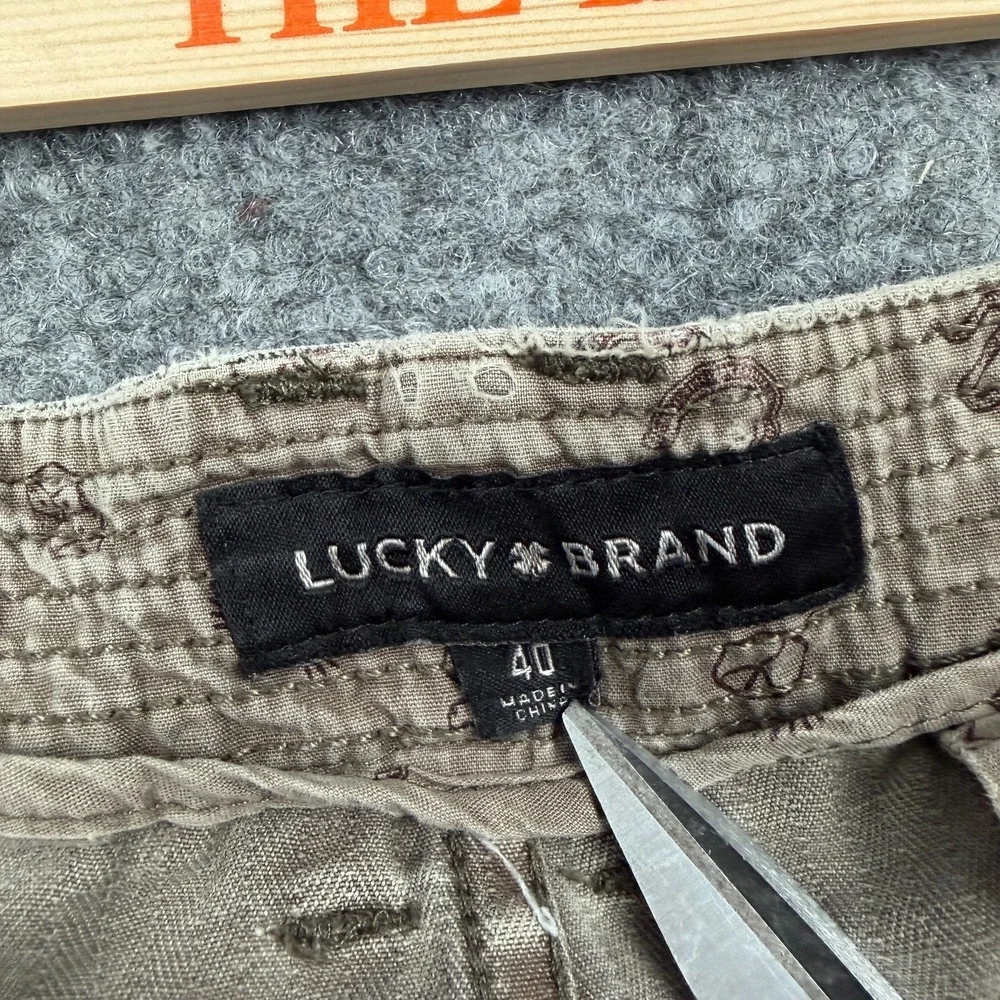 Lucky Brand Mens Camo Cargo Shorts Size 40 Ripstop Military Utility Hunting Y2K